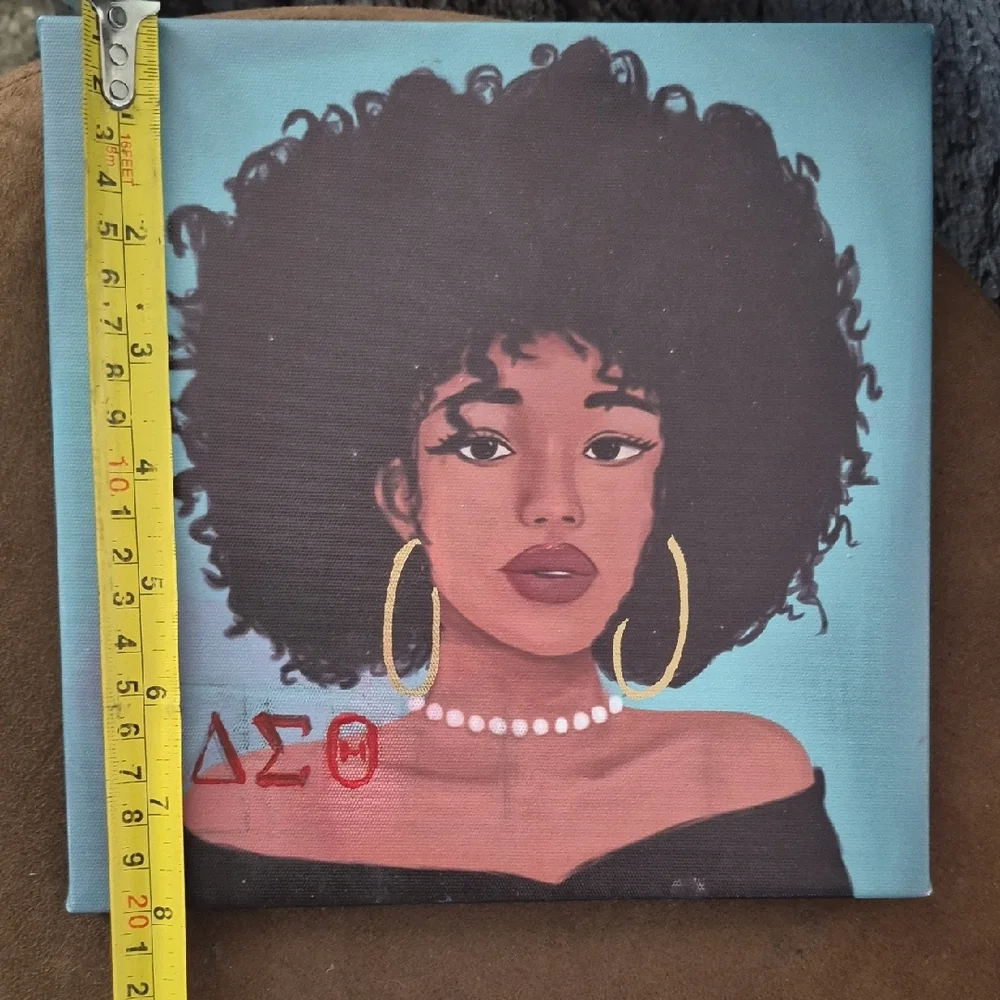 Afro Woman Canvas Art with Gold Accents - Picture 2 of 3